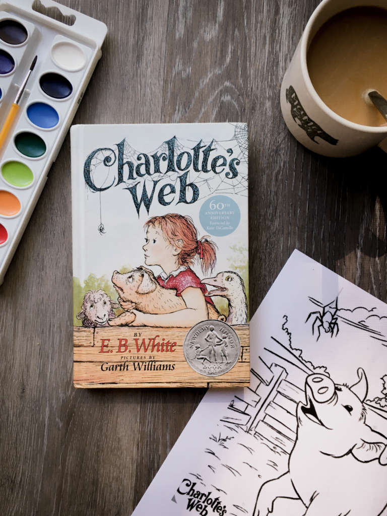 Flat Lay for Charlotte's Web Unit Study