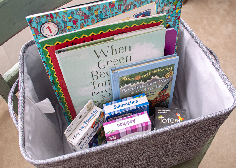 Morning basket for our homeschool room tour