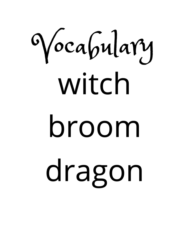 Vocabulary for Room on the Broom Mini-Unit