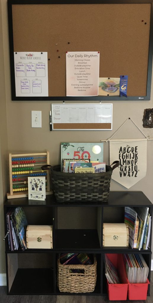 homeschool wall for homeschooling in a small space