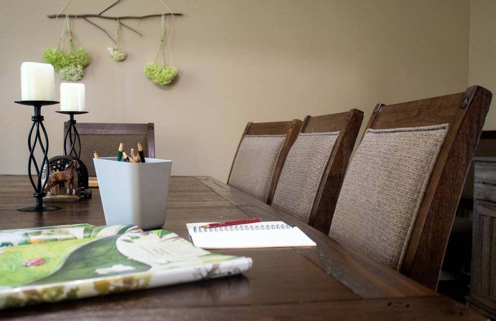 table for homeschool in a small space