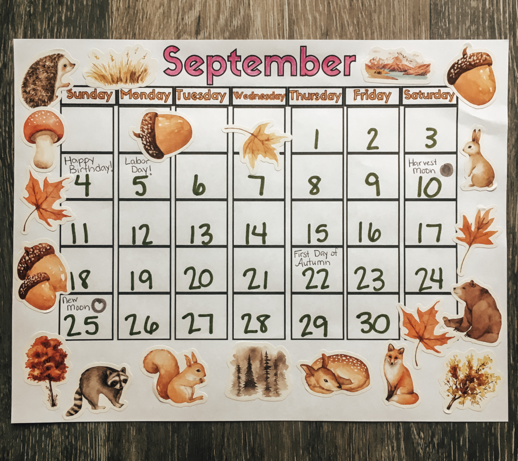 September calendar for September books for kids